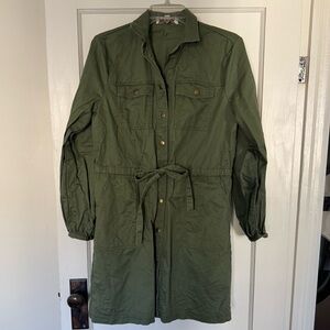 LOFT Olive Green Utility Shirt Dress